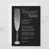 Silver Champagne Toast Invitation Kaart (Voorkant)