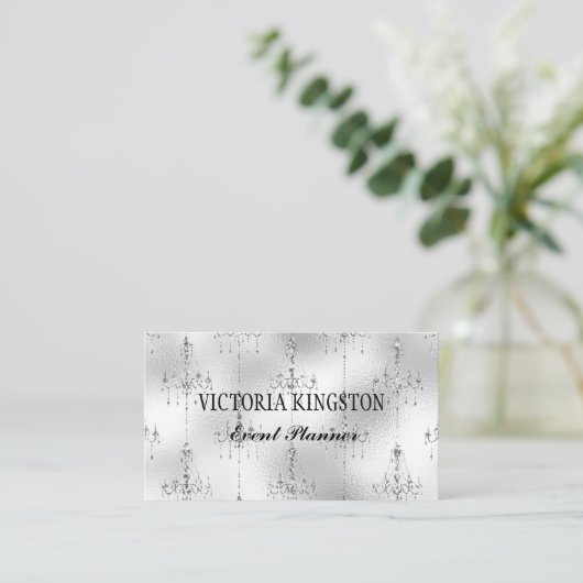 Silver Chandeliers Event Planner Visitekaartje (Staand voorkant)