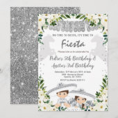 Silver Charro Boy and Girl Sibling Birthday Kaart (Voorkant / Achterkant)