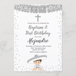 Silver Charro Boy baptisme en verjaardagsuitnodigi Kaart