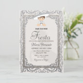 Silver Charro Fiesta Baby shower Invitation Kaart (Staand voorkant)