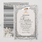 Silver Charro Fiesta Baby shower Invitation Kaart (Voorkant / Achterkant)