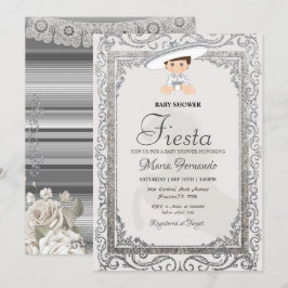 Silver Charro Fiesta Baby shower Invitation Kaart