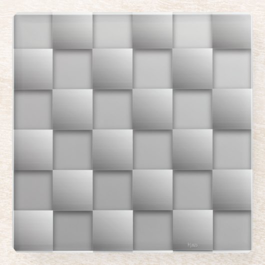 Silver Checkers Glass Onderzetter (Voorkant)