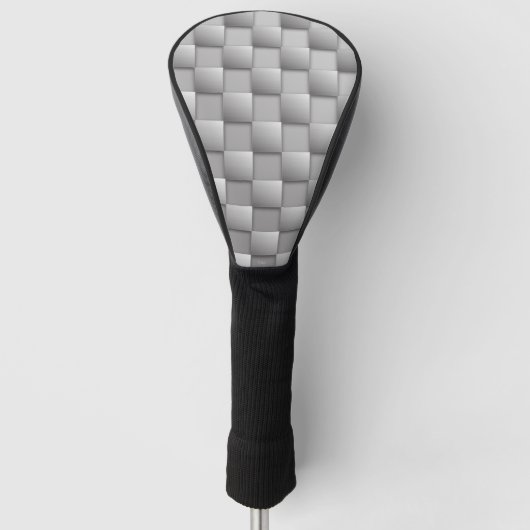 Silver Checkers Golf Head Hoesje Golfheadcover (Voorkant)