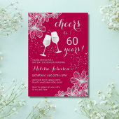 Silver Cheers Floral Red Milestone Verjaardag Kaart