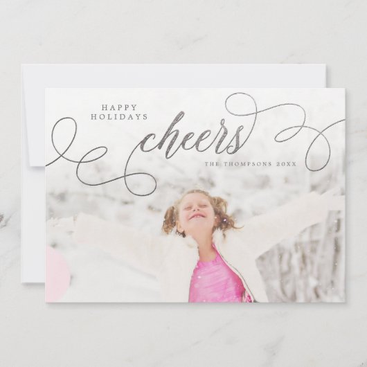 Silver Cheers Kerstfoto Wenskaarten Feestdagenkaart (Voorkant)