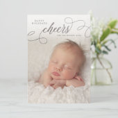 Silver Cheers Script Overlay Foto Wenskaarten Kaart (Staand voorkant)