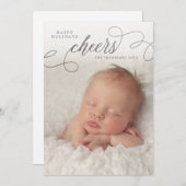 Silver Cheers Script Overlay Foto Wenskaarten Kaart (Voorkant / Achterkant)