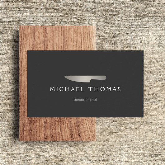 Silver Chef Knife Logo 2 voor Catering, Restaurant Visitekaartje