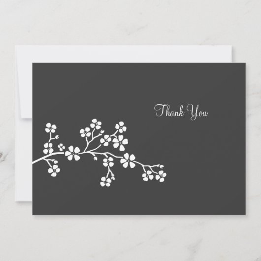 Silver Cherry Blossom Flat Card Hartelijk dank Kaart (Voorkant)