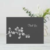 Silver Cherry Blossom Flat Card Hartelijk dank Kaart (Staand voorkant)
