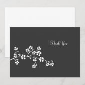 Silver Cherry Blossom Flat Card Hartelijk dank Kaart (Voorkant / Achterkant)