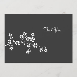 Silver Cherry Blossom Flat Card Hartelijk dank Kaart
