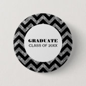 Silver Chevron Glitter Afstuderen Button (Voorkant)