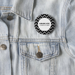 Silver Chevron Glitter Afstuderen Button