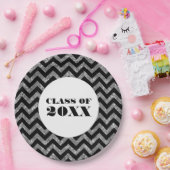 Silver Chevron Glitter Afstuderen Paper Borden Papieren Bordje (Feest)
