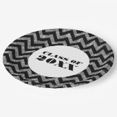 Silver Chevron Glitter Afstuderen Paper Borden Papieren Bordje (Gekanteld)