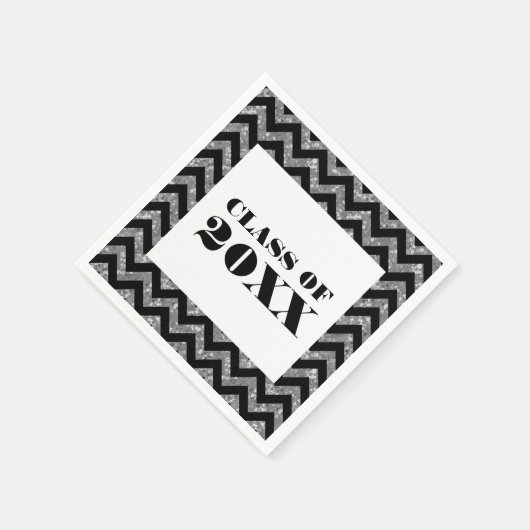 Silver Chevron Glitter Afstuderen Paper Napkins Servet (Hoek)