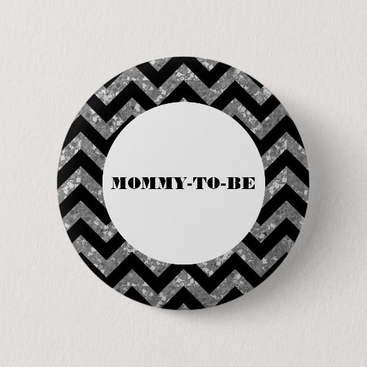 Silver Chevron Glitter Baby shower Button (Voorkant)