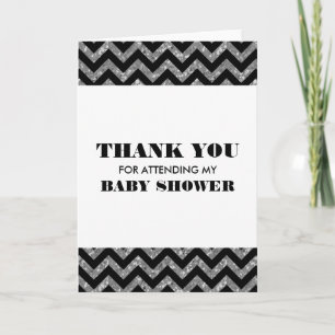 Silver Chevron Glitter Baby shower - Hartelijk dan Bedankkaart