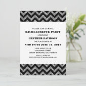 Silver Chevron Glitter Bachelorette Party Invite Kaart (Staand voorkant)