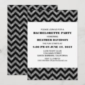 Silver Chevron Glitter Bachelorette Party Invite Kaart (Voorkant / Achterkant)