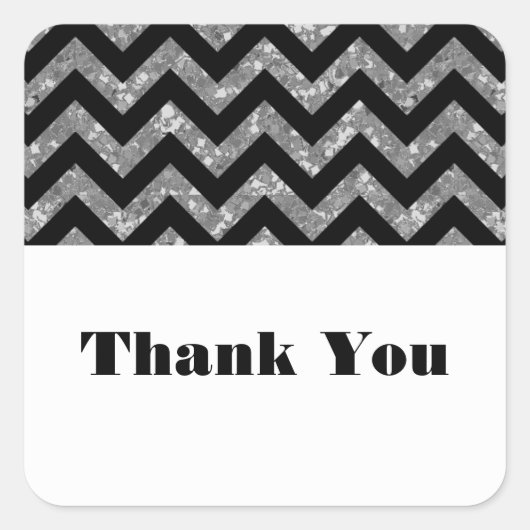 Silver Chevron Glitter Dank u Stickers (Voorkant)