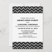 Silver Chevron Glitter Graduation Party Invite Kaart (Voorkant)