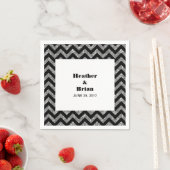 Silver Chevron Glitter Paper Napkins Servetten (Insitu)