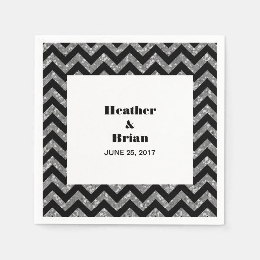Silver Chevron Glitter Paper Napkins Servetten (Voorkant)