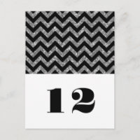 Silver Chevron Glitter Table Briefkaart