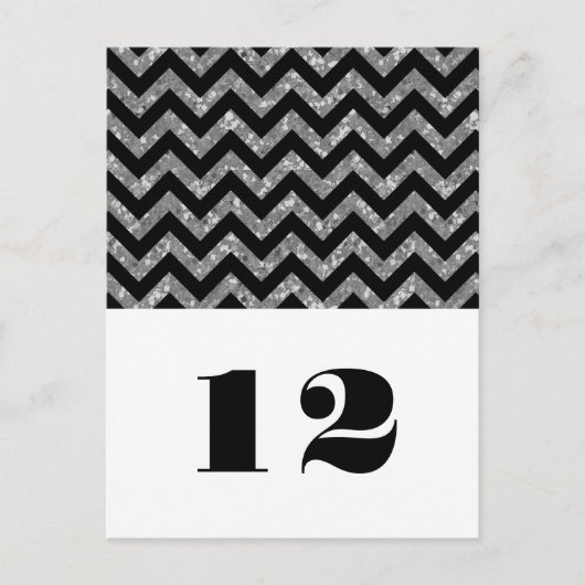 Silver Chevron Glitter Table Briefkaart (Voorkant)