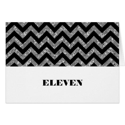 Silver Chevron Glitter Table Kaart (Voorkant Horizontaal)