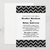 Silver Chevron Glitter Wedding Invite Kaart (Voorkant / Achterkant)