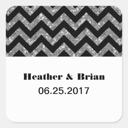 Silver Chevron Glitter Wedding Stickers (Voorkant)