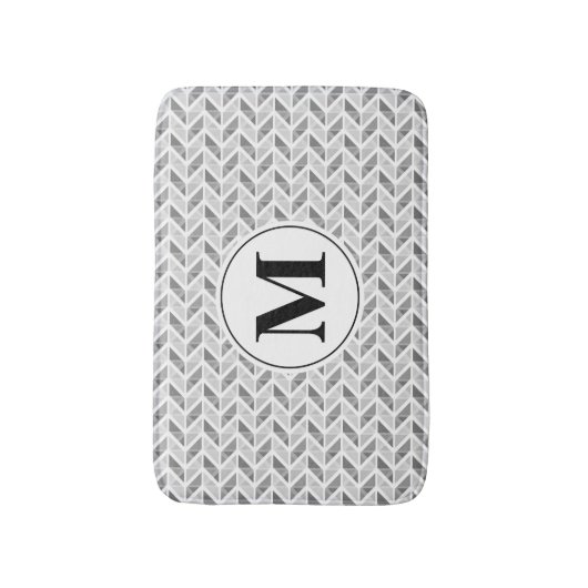 Silver Chevron Pattern met aangepast monogram Badmat (Voorkant Verticaal)