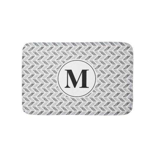 Silver Chevron Pattern met aangepast monogram Badmat (Voorkant)