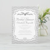 Silver Chevron Stripes Bridal Shower Invitations Kaart (Staand voorkant)