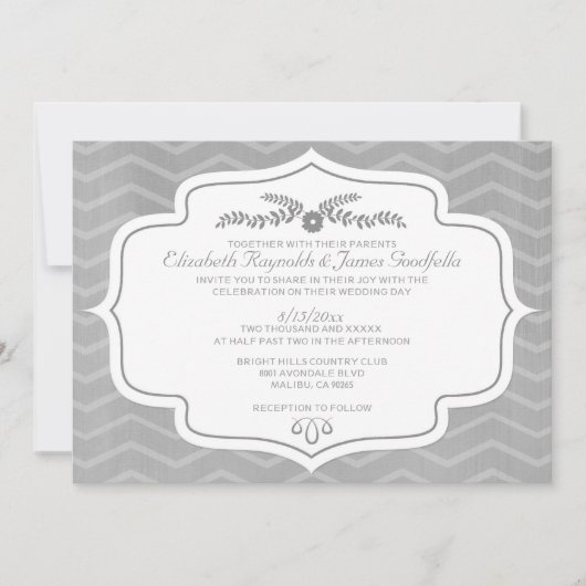 Silver Chevron Wedding Invitations Kaart (Voorkant)