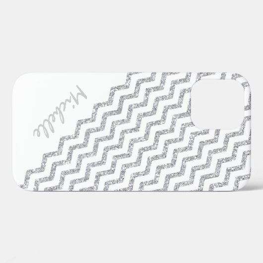 Silver Chevron White, gepersonaliseerd Case-Mate iPhone Case (Achterkant (horizontaal))