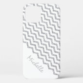 Silver Chevron White, gepersonaliseerd Case-Mate iPhone Case (Achterkant)