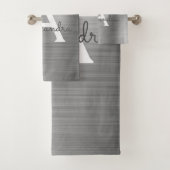 Silver Chic Glam Metallic Monogram Bad Handdoek (Insitu)