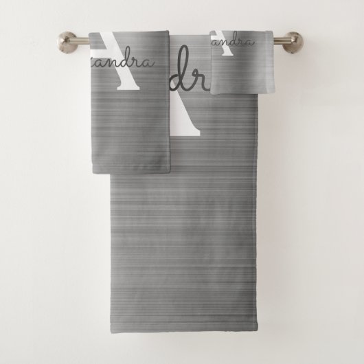 Silver Chic Glam Metallic Monogram Bad Handdoek (Insitu)