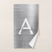 Silver Chic Glam Metallic Monogram Bad Handdoek (Handdoek)