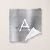 Silver Chic Glam Metallic Monogram Bad Handdoek (Wasdoekje)