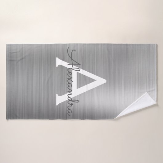 Silver Chic Glam Metallic Monogram Badhanddoek (Badhanddoek)