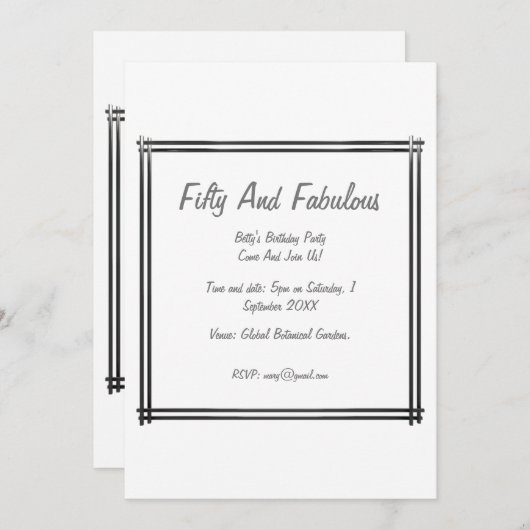 Silver Chic Lijst 50 en verbluffend Birthday Kaart (Voorkant / Achterkant)