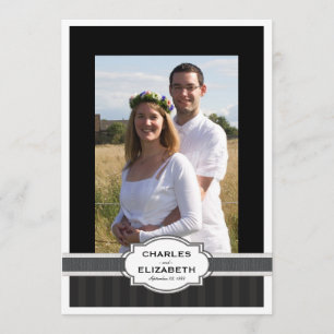 Silver Chic Photo 25th Wedding Jubileum Party Kaart