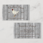 Silver Chicken Wood Rustic Organic Egg Farming Visitekaartje (Voorkant / Achterkant)